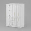 Armoire à trois portes avec panneaux de verre, poignées dorées et beaucoup de rangement - Design moderne avec deux tringles et tiroirs