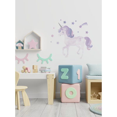 Watercolor Twinkling Unicorn With Stars Wall Sticker