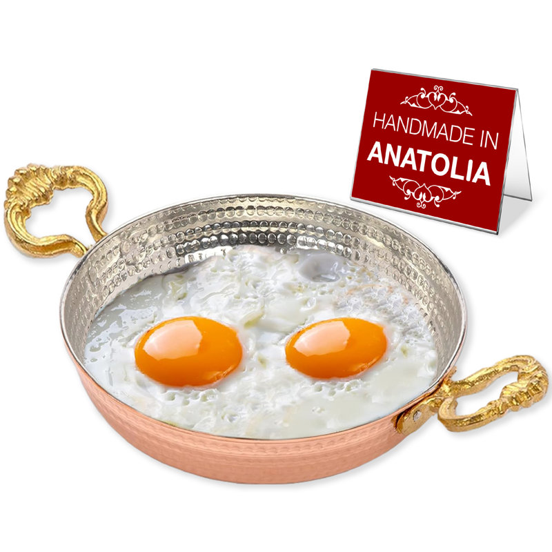 Hakan 6.3" Hammered Copper Non-Stick Skillet with Handles