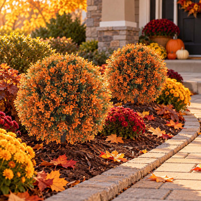 2-Pack 24" Artificial Boxwood Topiary Balls with Ground Spikes