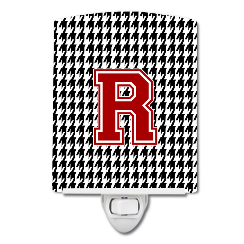 Éclairage de nuit en céramique monogramme houndstooth, R