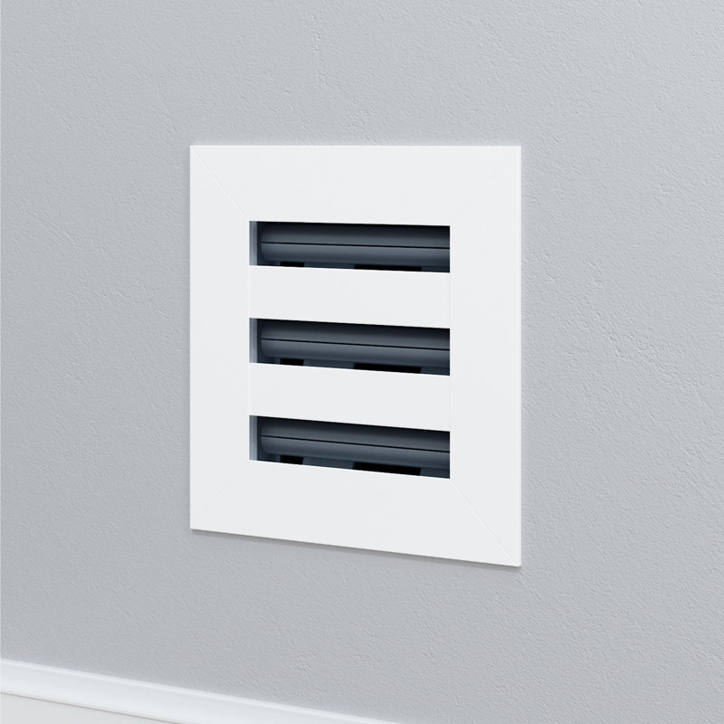 Grille de registre décorative pour mur et plafond en métal blanc mat carré, L 6 po x l 6 po