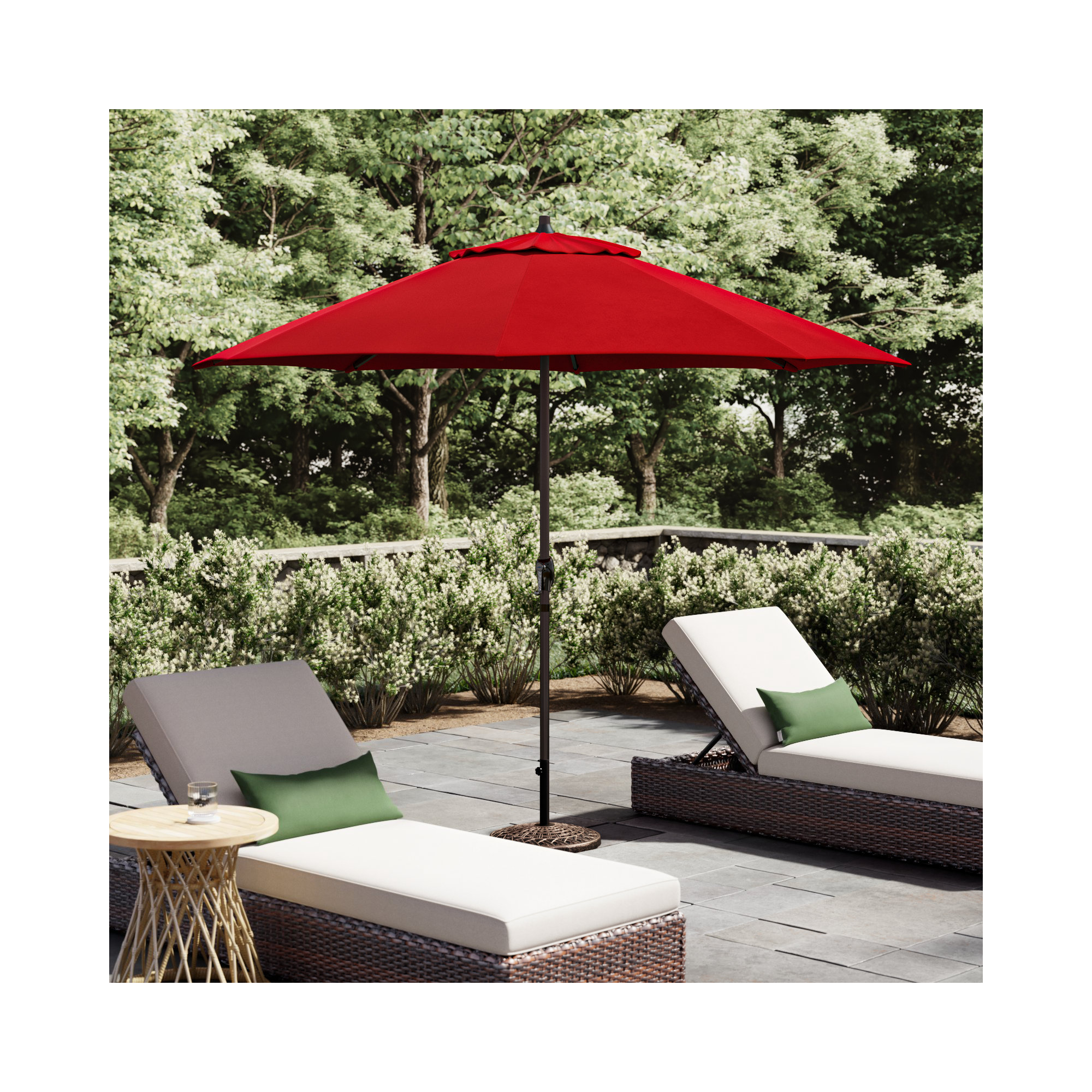 9' Market Sunbrella Umbrella, Canvas Jockey Red Sunbrella® Canvas