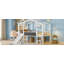 Twin Size Loft Bed With Ladder And Slide, Blackboard And Light Strip