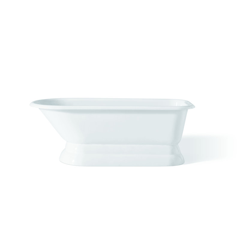 68'' L Freestanding Soaking Bathtub, White, 3.375" Faucet Holes in Tub Wall