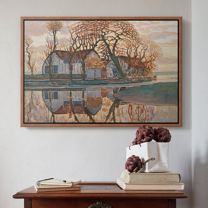Ferme près de Duivendrecht, v. 1916 - Piet Mondrian, toile tendue avec châssis, 16 x 24, Noyer