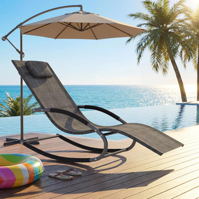 Folding Outdoor Chaise Lounge Chair with Pillow, Portable Recliner for Patio, Pool & Lawn, Gray