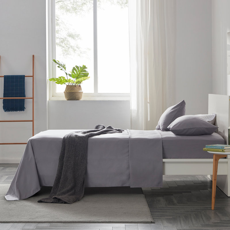 Gull Gray Queen Microfiber Cooling Bed Sheet Set