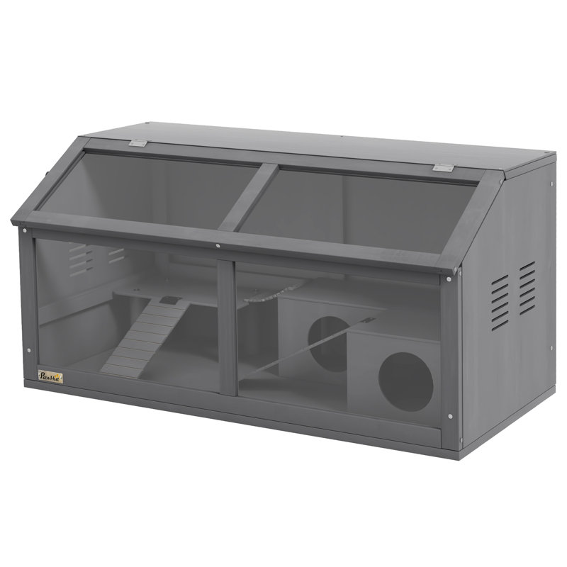 Cage à hamster en bois, Habitat de hamster, Cage pour petits animaux, souris avec pont suspendu, échelles, plateau ouvrable