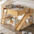 Queen Loft Bed with Storage Shelves & Cabinet, Solid Wood Bed with Detachable Slide & Ladder, No Box Spring, Natural-1137604594-1137604599