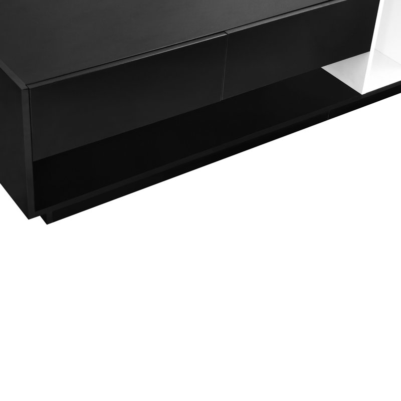 Console de télévision noire moderne avec tiroir spacieux Capacité: pour les téléviseurs de 80 po