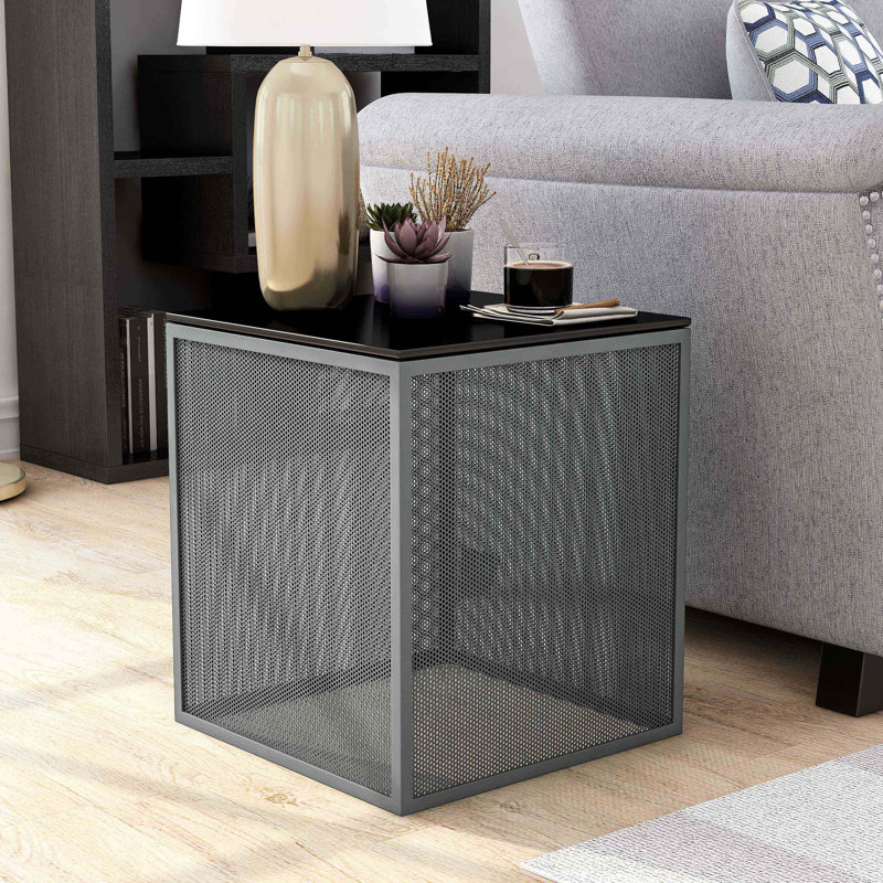 Table de bout en verre, Gris / noir