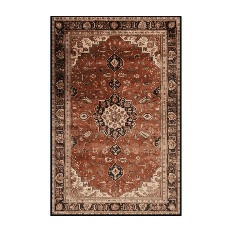 Machine Washable Persian Brown Area Rug, Rectangle 2' x 3'