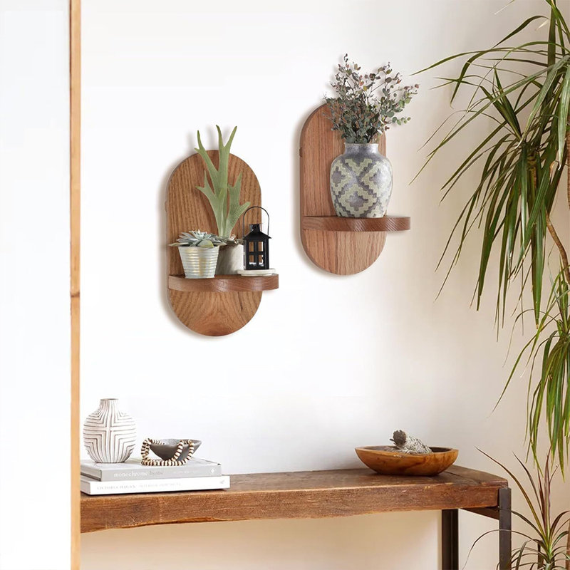 Rustic wall-mounted wooden shelf for stylish, space-saving storage