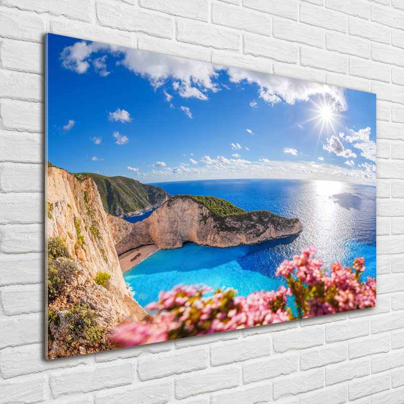 Glass Print Wall Art 100X70cm Image Printed On Glass Decorative Wall Picture Behind Toughened / Tempered Safety Real Glass For Kitchen & Living Room Theme:Zakynthos Greece