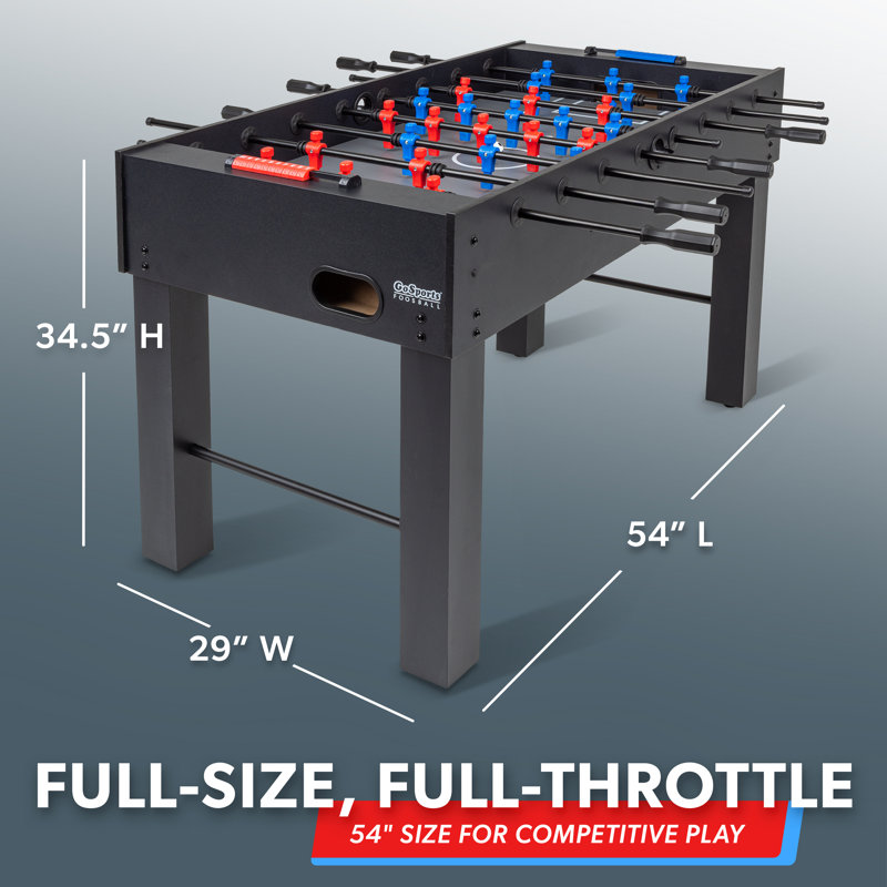 GoSports 54 Inch Full Size Foosball Table - Includes 4 Balls and 2 Cup Holders, Black