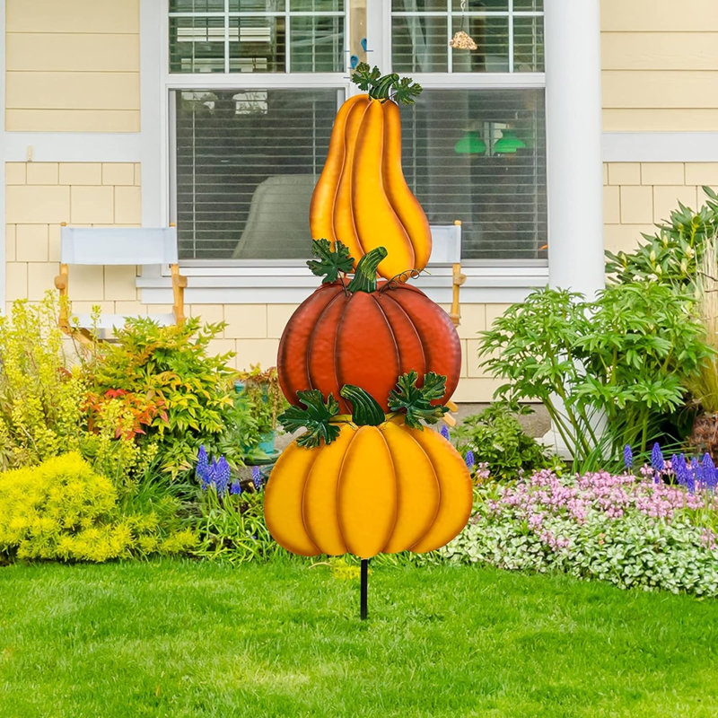 Thanksgiving Decorations Fall Pumpkins Yard Stacked