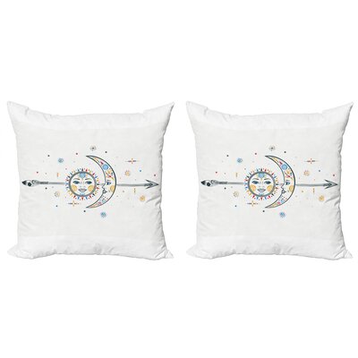 Ambesonne Aztec Throw Pillow Cushion Cover Pack Of 2, Moon Sun Spiral Vortex Stars Occult Art Theme Image Print, Zippered Double-Side Digital Print De -  East Urban Home, AB0060A49BBE4441994F08F9A1F89BE0