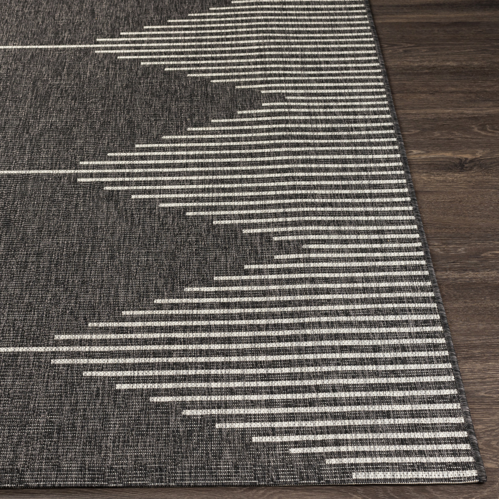 Abdulazeez Irielle Geometric Black Indoor/Outdoor Area Rug, Runner 2'7" x 10'