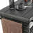 Outdoor Wicker Bar Cart, Patio Wine Serving Cart w/Wheels , Rolling Rattan Beverage Bar Counter Table w/Glass Top for Porch Backyard Garden Poolside Party, Light brown