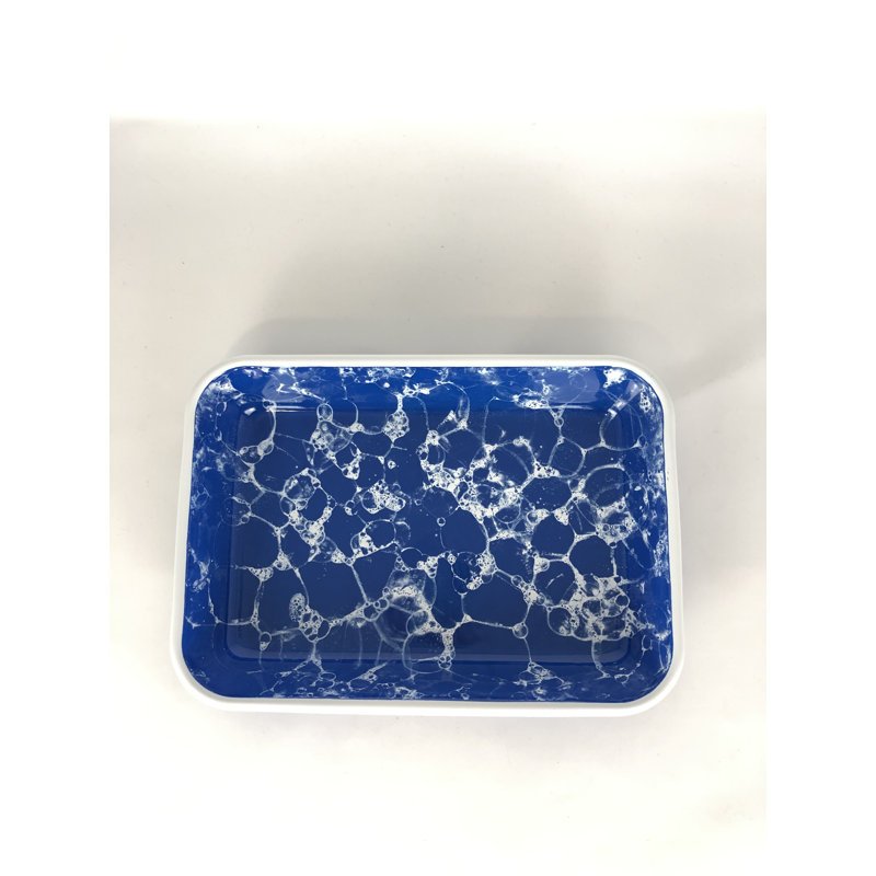 Ivy Bronx Brogel Platter, Blue/White, 4cm H x 26cm W x 18cm D