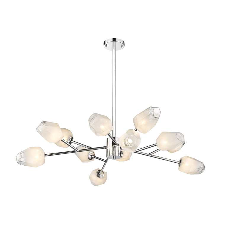 Harland 8 Light Chandelier With Glass Shades, Chrome, 12