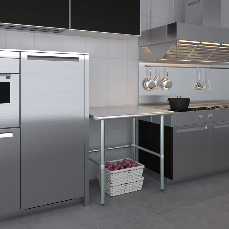 Table de travail en acier inoxydable, H 35 po x L 36 po x L 30 po