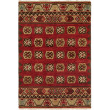 Grassy Ridge Hand Knotted Wool Southwestern Area Rug in Rust