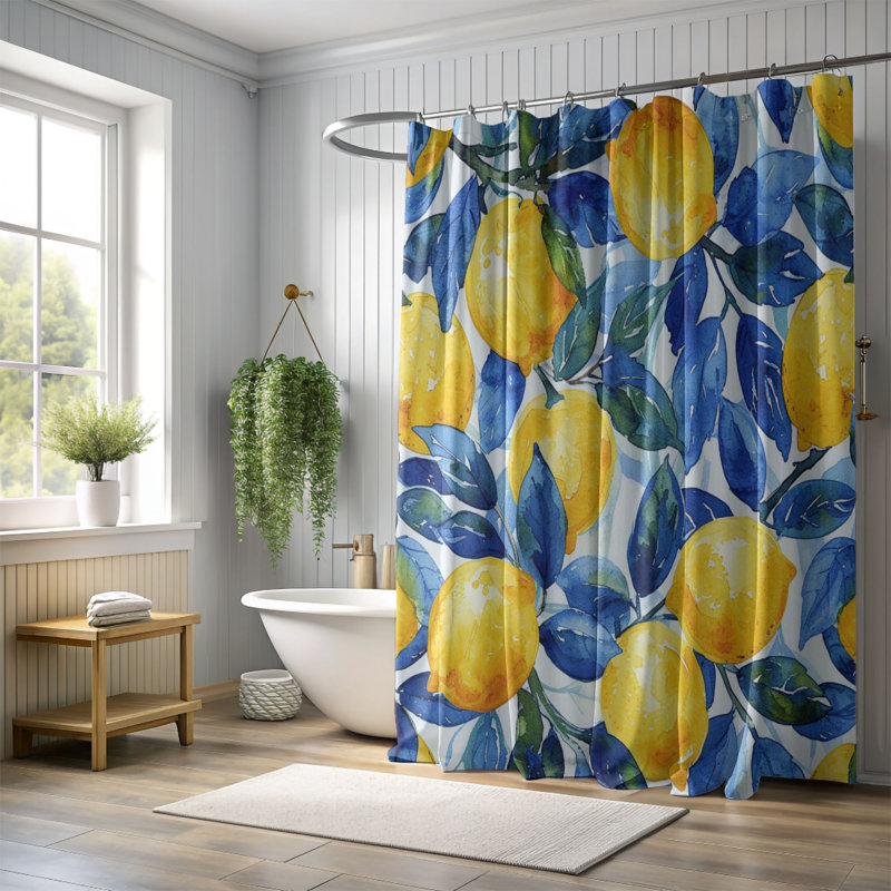Rideau de douche 1 pièce Citrus Tile Design, H 74 po x l 71 po
