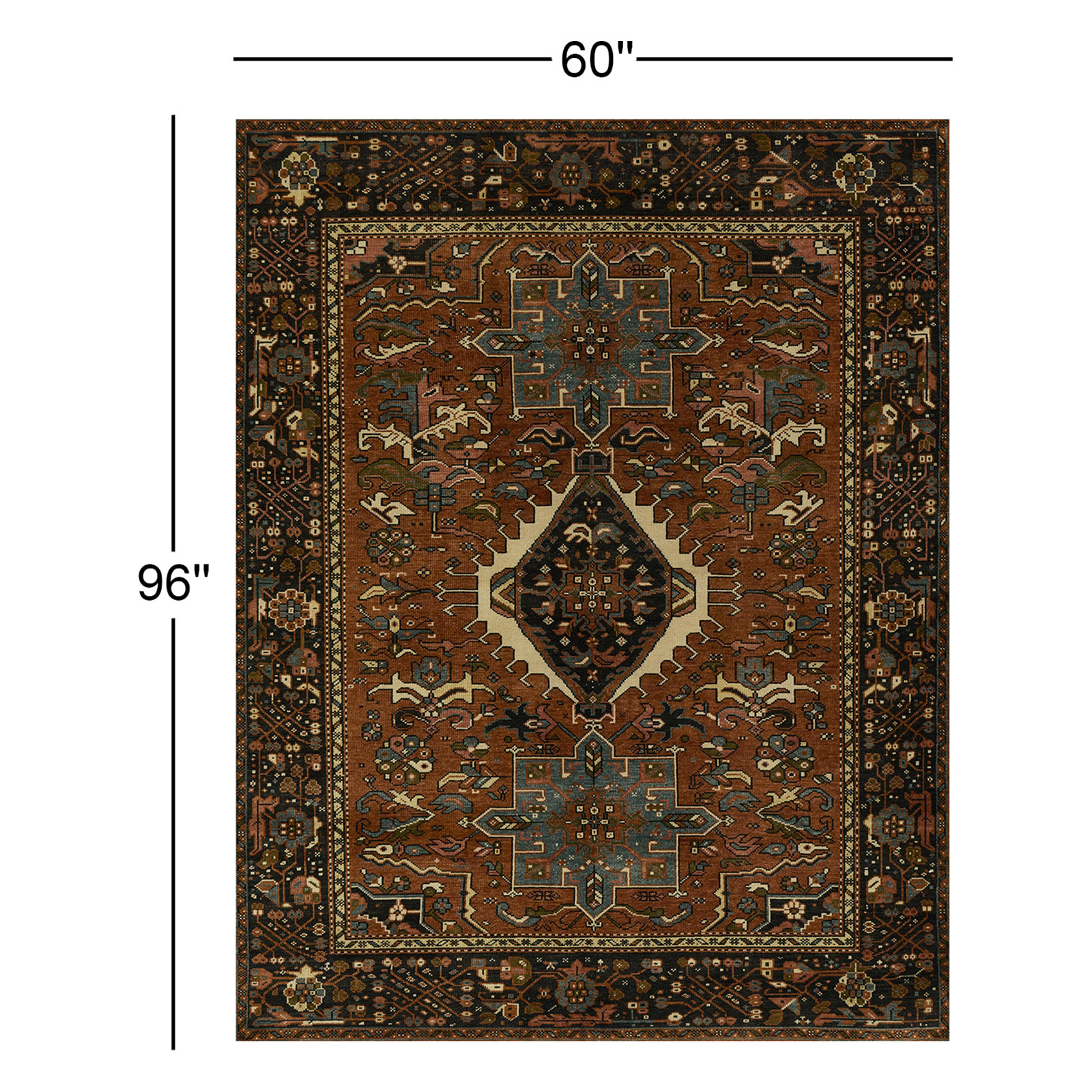 Apoline Hand Knotted Oriental Rug, Rectangle 5' W x 8' L