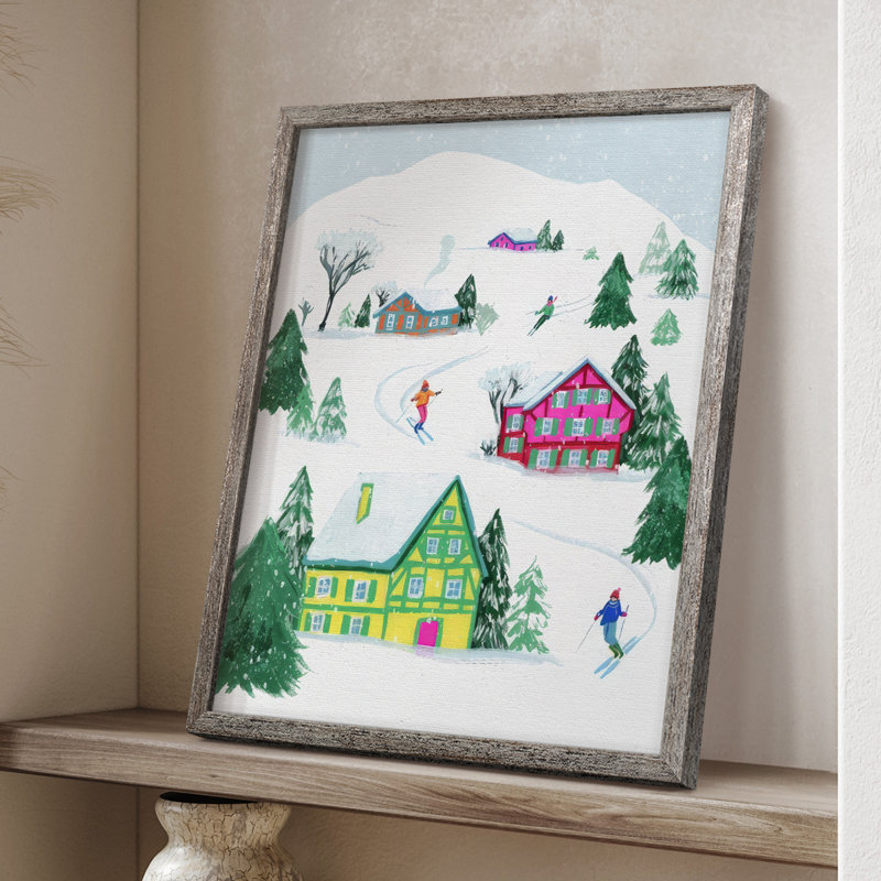 «Candy Ski Village I», reproduction encadrée - bois massif, H 30 po x l 24 po
