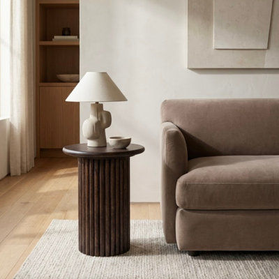 Auren Solid Wood Fluted End Table