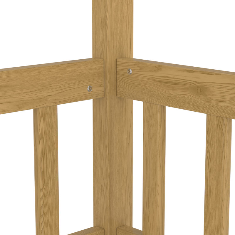 Cadre de lit à baldaquin avec barrières de sécurité pour enfants, Lit simple, Bois naturel
