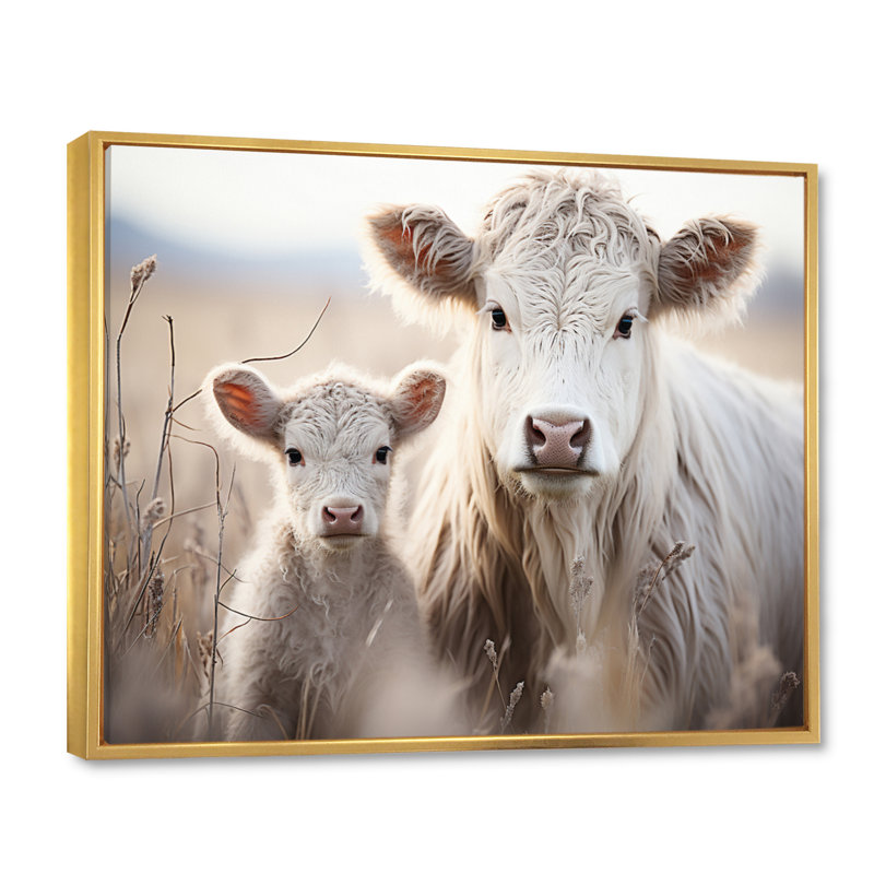 Cattle Gentle Family I - Print, 30" H x 40" W x 1.5" D, Gold Floater Framed