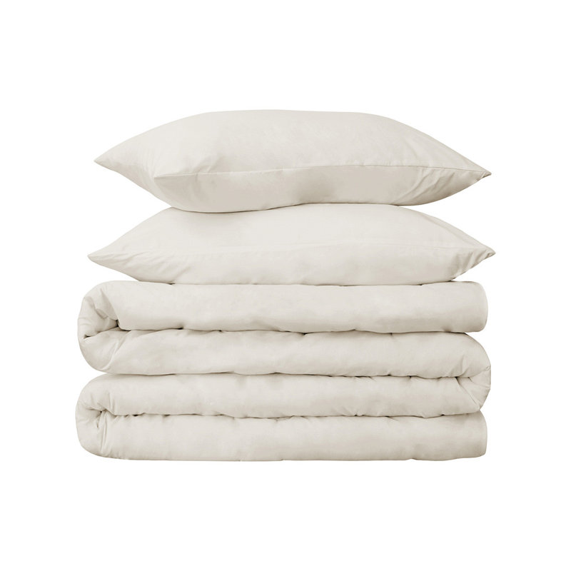 Ensemble de housse de couette lavable en mélange de coton à densité de tissage 650, Ivoire ivoire