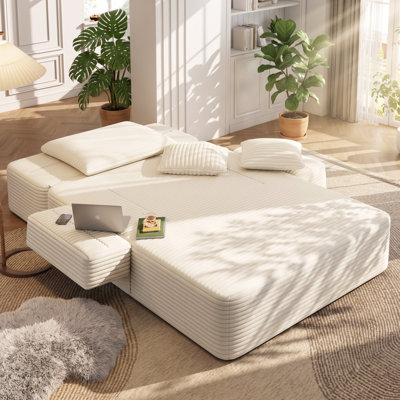 Canapé-lit convertible en velours côtelé l 60,2 po x P 48,5 po x H 28,4 po Timo