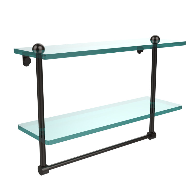 Gober 2 Piece Metal Tiered Shelf with Towel Bar, 16", Oil Rubbed Bronze