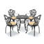 Ensemble de salle à manger d'extérieur rond 5 pièces de 68 cm (26,77 po) avec trou pour parasol, 4 fauteuils avec coussins beiges