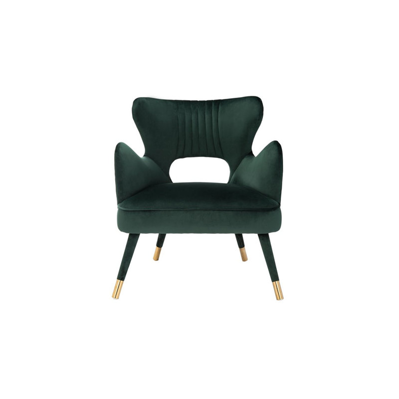 Velveteen Velvet Wingback Chair, Forest Green