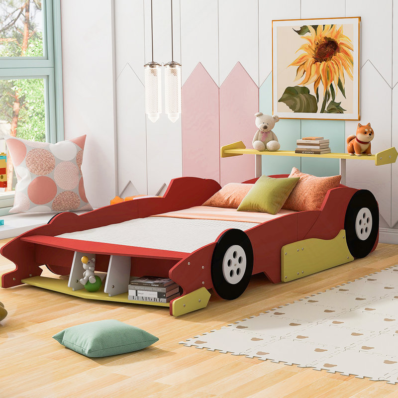 Lit plateforme avec roulettes Race, Rouge