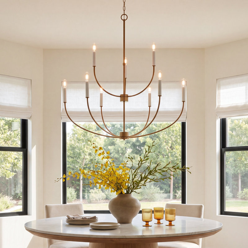 Kendrey 9-Light Chandelier, Satin Brass