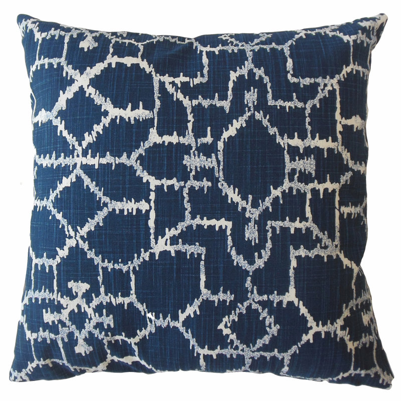  Oreiller en coton Ikat, Denim, 22 po x 22 po