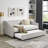 Twin Size Daybed With Twin Size Trundle Upholstered Tufted Sofa Bed, With Button On Back And Copper Nail On Waved Shape Arms, Beige (80.5"X41"X30.5")-1275490104-1275490101