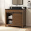 Meuble-lavabo autoportant à une cuve avec porte de grange coulissante et dessus en pierre frittée Kaeron-840668199-840668198