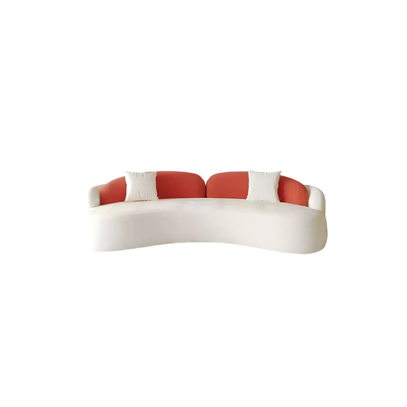 Red curved negotiating sofa, 4