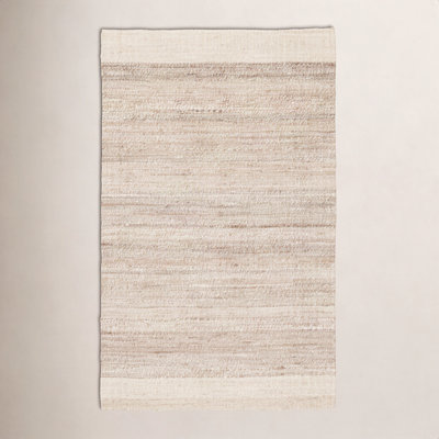 Clemmy Ivory Natural Hand-Woven Striped Jute Rug