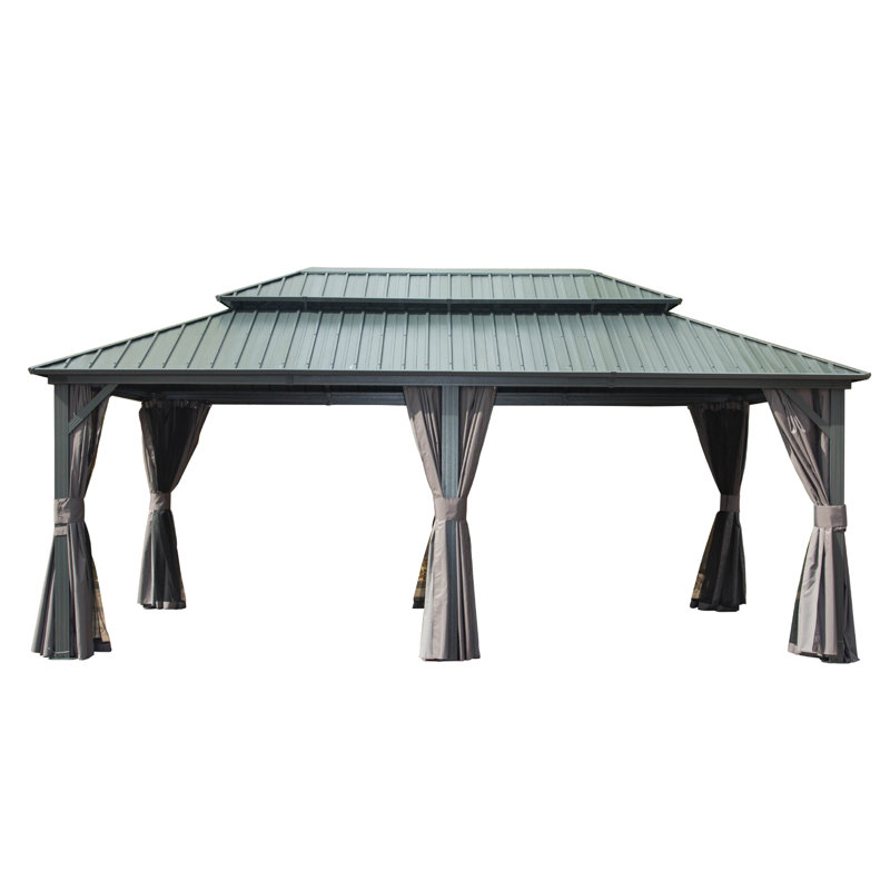12' X 20' Hardtop Gazebo, 120" H x 240" W x 144" D, Gray