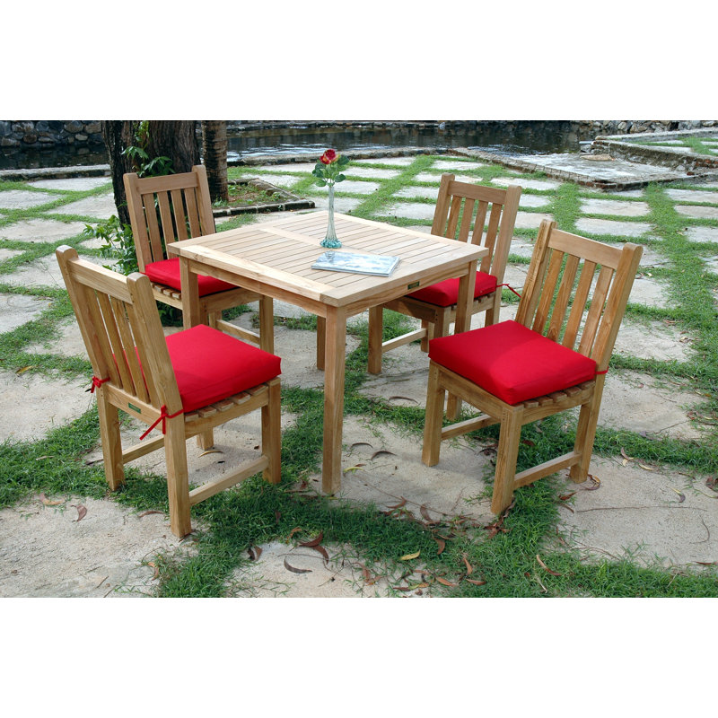 Ensemble repas 5 pièces avec coussins teck Farnam