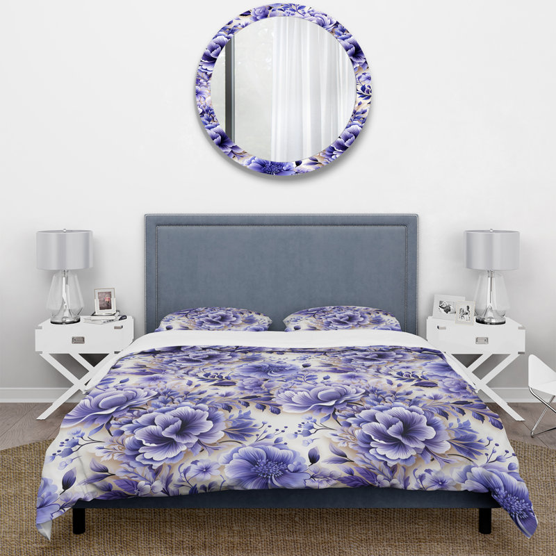 Ensemble de housse de couette à motif cachemire White And Purple Lavender Persian Paisleys I