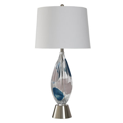 Glass Table Lamp - Zaylee Silver - White Shade